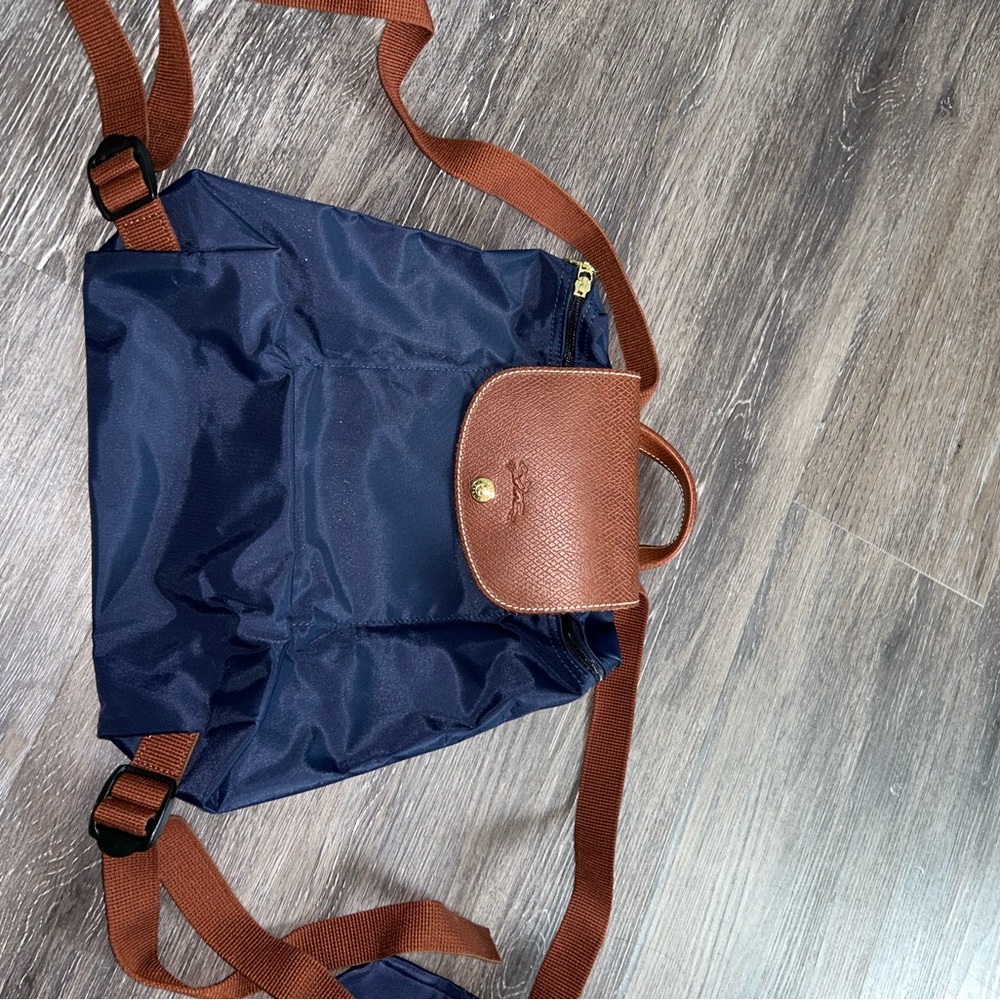 Longchamp Navy and Brown Backpack